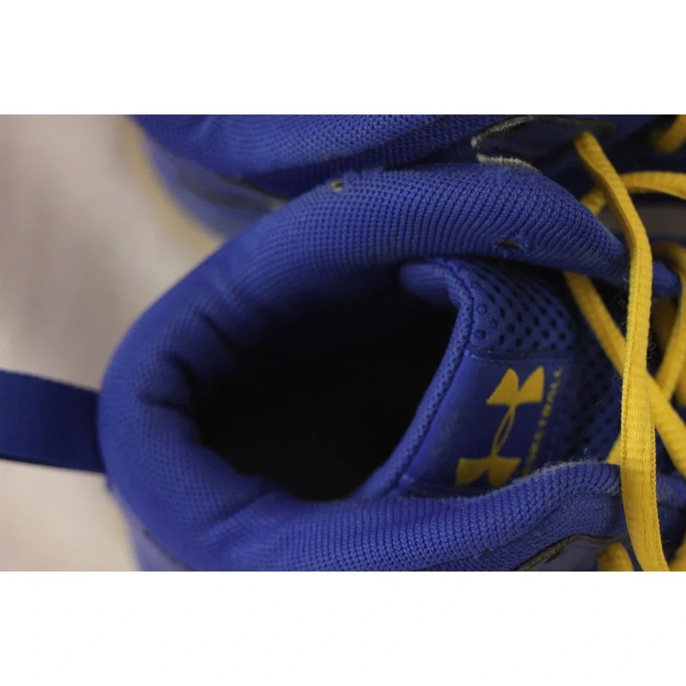 Under Armour 7Y Youth Basketball Shoes Blue Yellow High Top Sportswear Sneakers - Picture 7 of 13